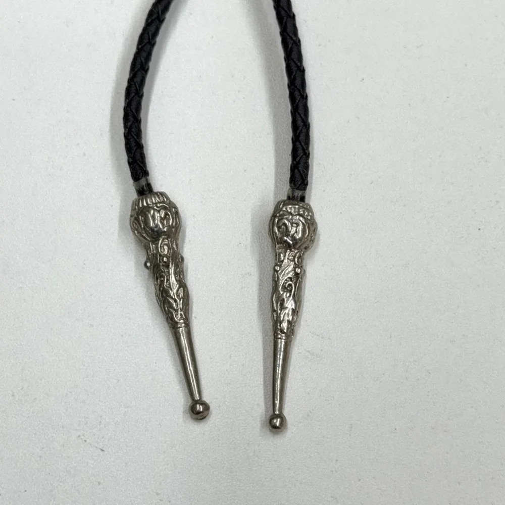 Vtg SSI Thunderbird Bolo Tie Silver‎ Tone Blue Red Enamel Western Southwestern